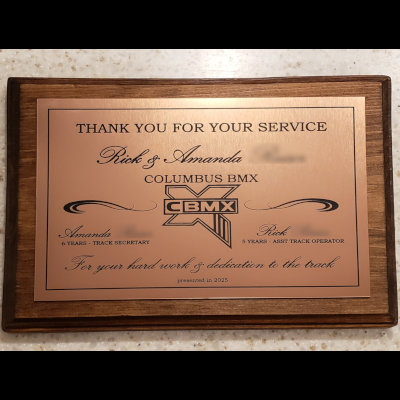 Engraved Plaque, awards, recognition
